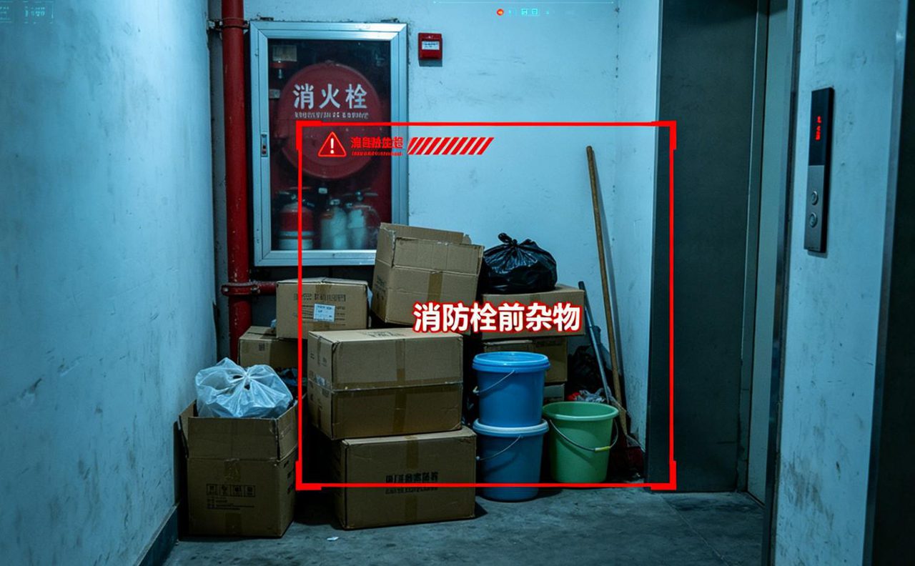 消防栓前堆放杂物识别